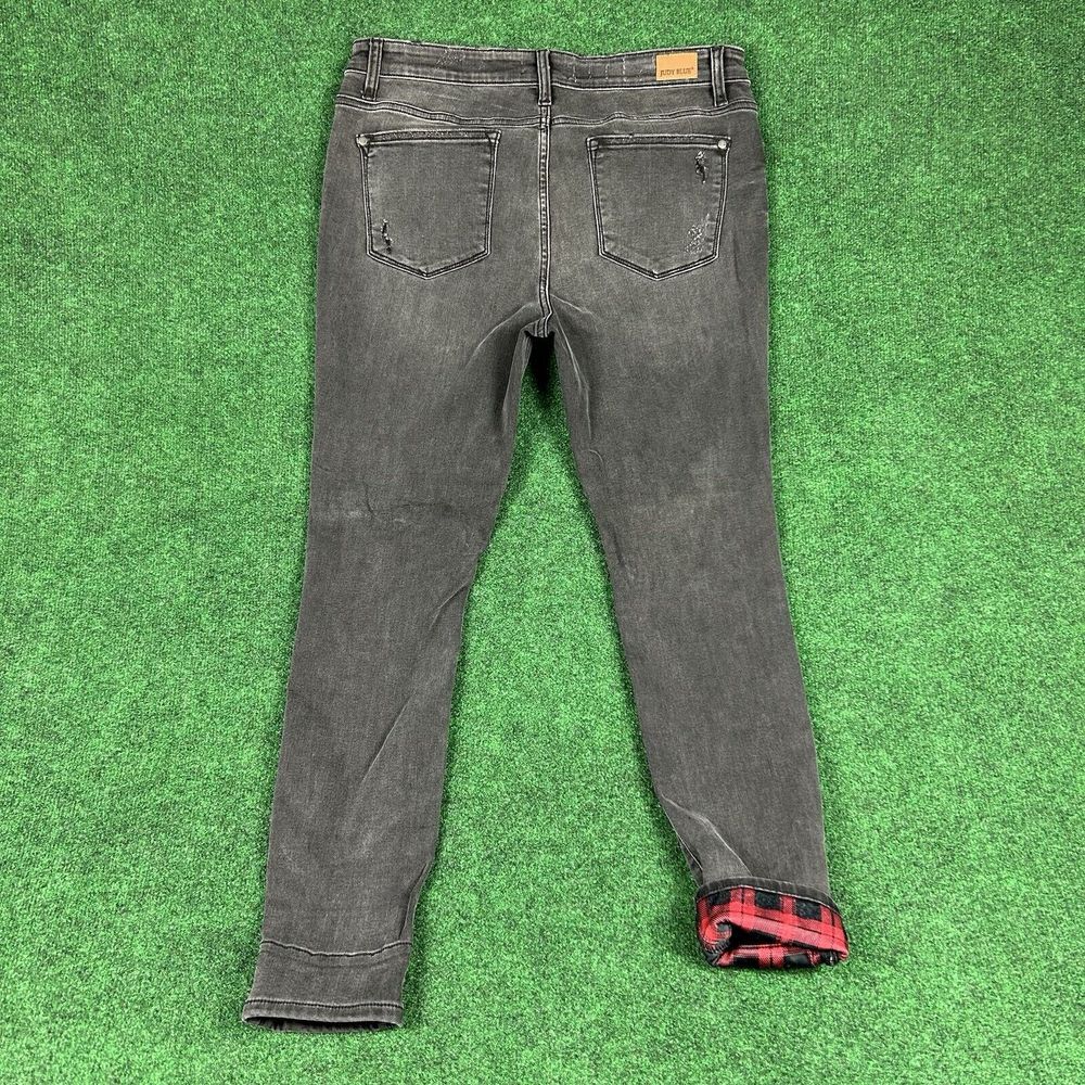 Judy Blue Jeans Skinny‎ Fit Womens 15/32 Mid Rise Black Denim Red Plaid Patch - Picture 3 of 12